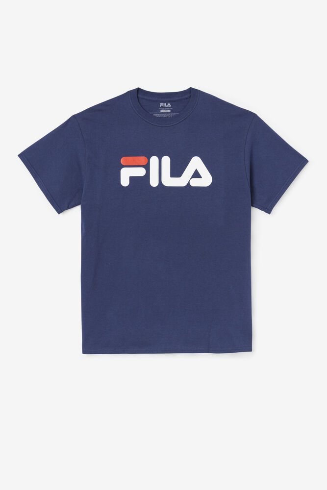 Fila T-Shirt Logo Mens Navy - India IMS-613425